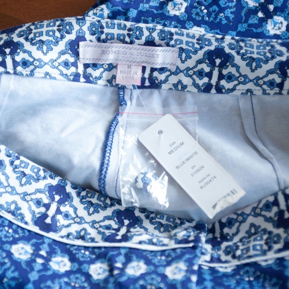 Romeo& Juliet Coutr Blue &White Geometric Pants M - Picture 4 of 4